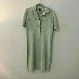 DON SAYERS wellmore Vintage 80s Retro knit gold button sweater dress size 12